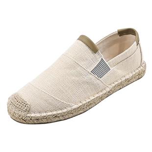 亚麻渔夫鞋男款布鞋透气2025新款夏季一脚蹬男士休闲鞋老北京布鞋