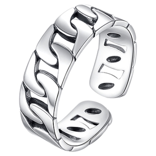 周大生S925银戒素圈戒指男女款时尚个性活口食指戒生日礼物送男友