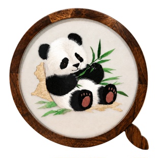蜀绣熊猫摆件全手工刺绣双面绣中国特色礼品送老外文创活动纪念品