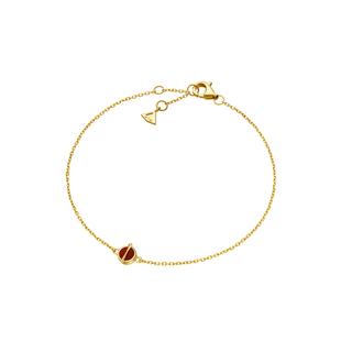 节日礼物YIN隐「因」黄金比手链红玉髓Mini单花18K金红手绳手链