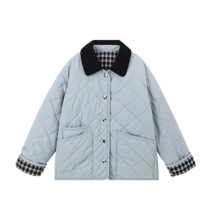 布丁哈鲁童装冬装女童百搭上衣2026秋冬新款儿童拼接翻领棉服外套