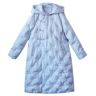 【风信丁香】复古刺绣羽绒服女长款2025冬季加厚保暖连帽休闲外套