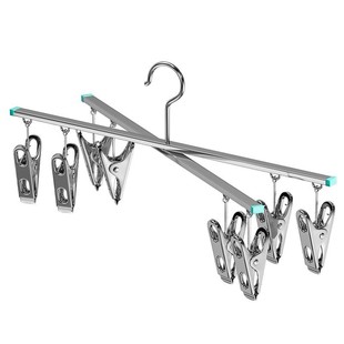 十字不锈钢裤架晾晒多功能袜夹晒袜子家用折叠无痕衣架带夹子阳台