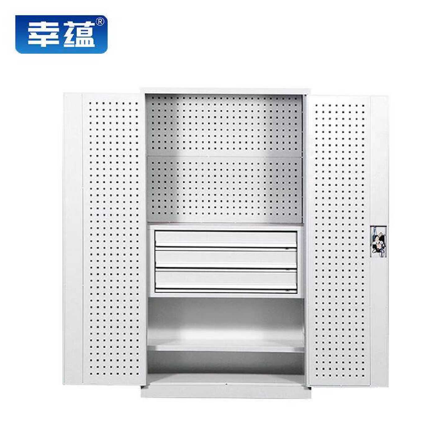幸蕴五金重型工具柜储物柜带挂板零件柜加厚双开门工具柜工厂车间