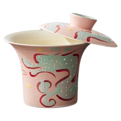 盈德堂小清新盖碗女士个人专用粉色家用防烫茶碗泡茶器功夫茶具