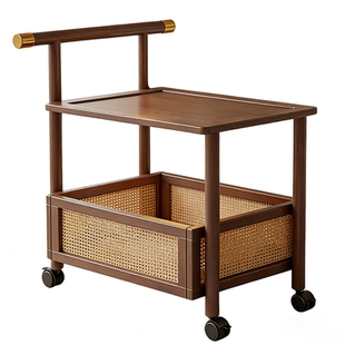 中古风小推车家用可移动茶几高级感置物架客厅沙发边几收纳储物架