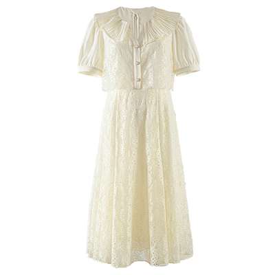 仙逸荷叶领珠光花朵扣