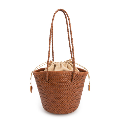 维洛芬小众设计牛皮编织菜篮子包
