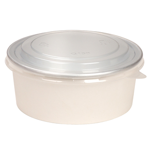 一次性圆碗外卖打包盒汤面碗加厚铝箔纸碗白色轻食沙拉碗带盖保温