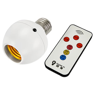 观意无线免布线E27螺口遥控开关智能卧室灯座