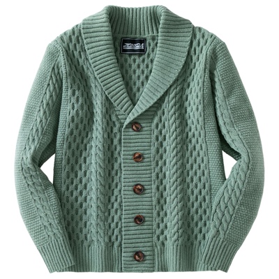 2026秋冬老钱风男士青果领开衫针织外套复古加厚毛衣Men knitwear