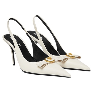 【新品】VERSACE/范思哲 女士Gianni Ribbon皮革露跟鞋85毫米