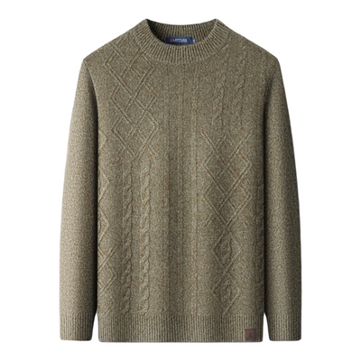 梦特娇男士纯羊毛秋冬季圆领毛衣