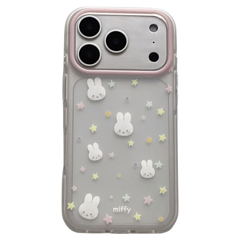 盐白茶ins简约清新可爱磨砂透白星星小兔头像适用苹果17ProMax手机壳iPhone16小众15新款14高级感13保护