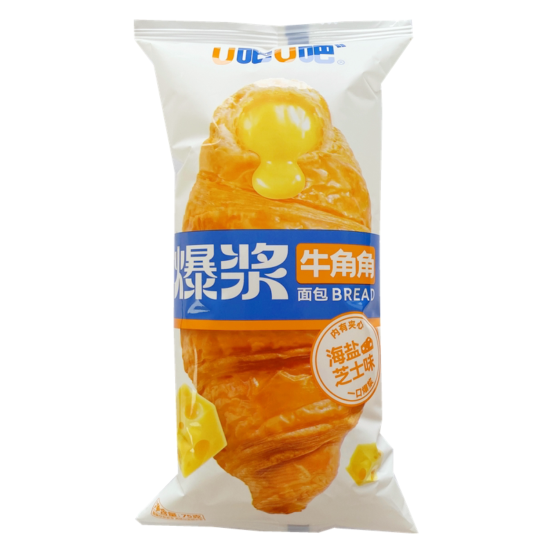 u吧u吧爆浆牛角角面包夹心巧克力海盐芝士味香芋糕点零食早餐整箱