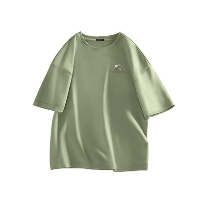 真维斯纯棉长袖男夏季抹茶绿t恤