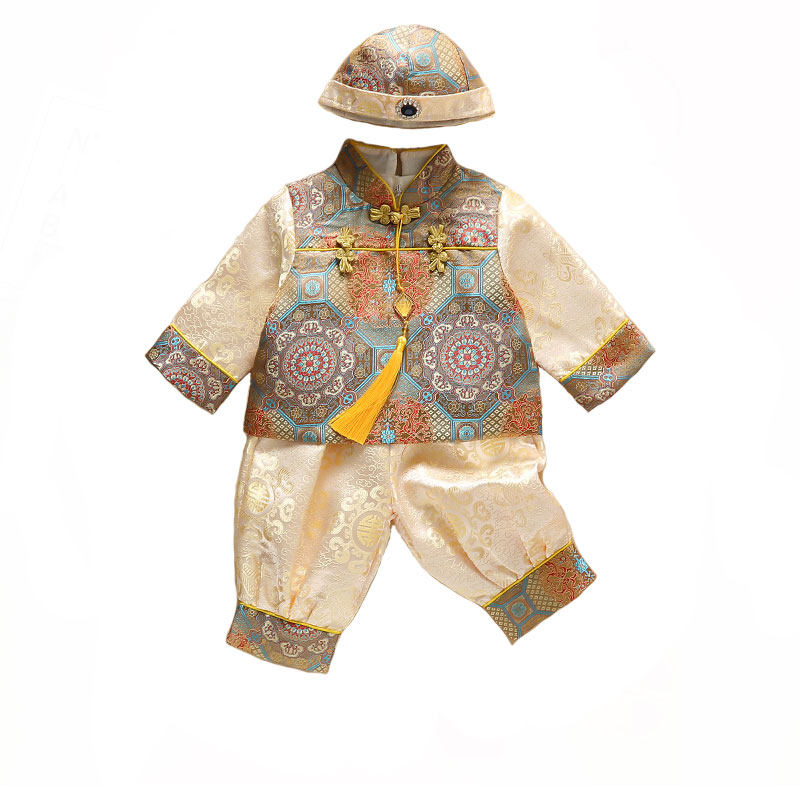 周岁礼服男宝宝生日宴抓周衣服秋季中式分体唐装婴儿百天拍照套装