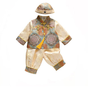 周岁礼服男宝宝生日宴抓周衣服秋季中式分体唐装婴儿百天拍照套装