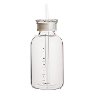 玻璃水杯子冷泡瓶果汁冷萃咖啡杯大容量便携吸管杯带盖早餐牛奶杯