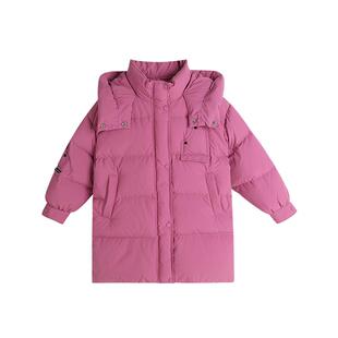 布丁哈鲁童装冬装女童外套2026冬季儿童中长款三防加厚加绒羽绒服