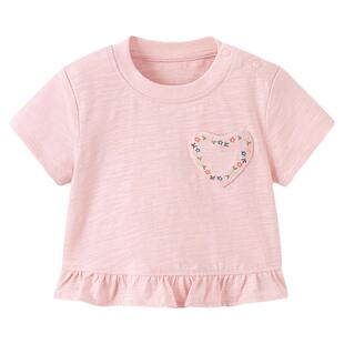 babylove女宝宝上衣夏季薄款竹节棉短袖t恤时尚百搭外出打底夏装