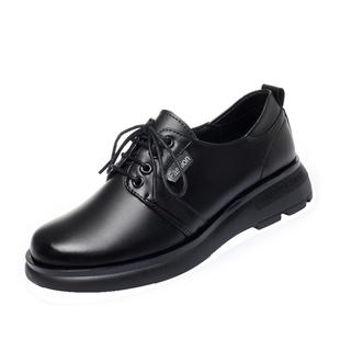 意尔康2026春季新款女鞋正品真皮女单鞋休闲时尚中跟妈妈鞋牛皮鞋