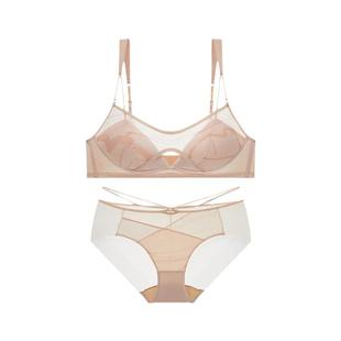 里性 LIVARY MIO春纹 真丝双罩杯真丝内衣网纱水墨印花无钢圈文胸