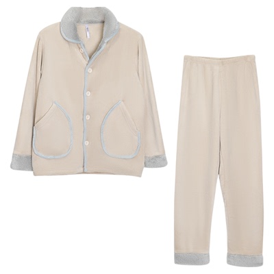 红豆男士秋冬牛奶绒保暖睡衣法兰绒套装青少年冬季加厚家居服J