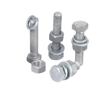 4.8级热镀锌外六角螺栓套装热浸锌电力光伏螺丝螺母带平弹垫组合