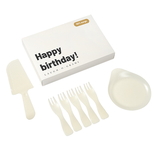 生日蛋糕刀叉盘蜡烛帽子套装 一次性餐具蜡烛六合一定制logo高档