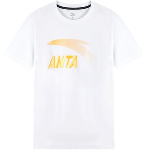 安踏白色短袖t恤男2026新款大logo印花潮流百搭宽松上衣半袖体恤