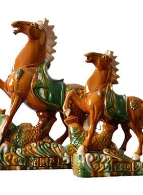 吉祥陶瓷摆件风水马到成功装饰品