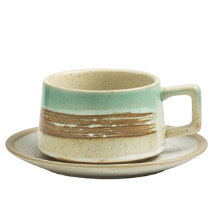 高档咖啡杯碟带勺日式餐厅高级感陶瓷杯子泡茶杯碟套装奶昔奶茶杯