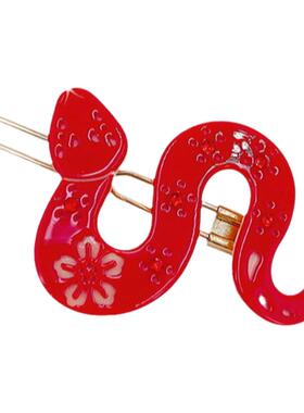 中国风正红色新年系列灵蛇边发夹
