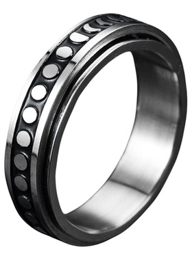 不锈钢星月转动戒指女减压饰品