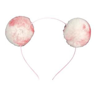 可爱獭兔毛球球洗脸发箍网红头箍皮草头饰毛绒球发饰压发防滑发卡
