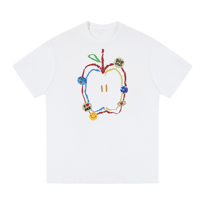 BIPOLAR涂鸦苹果宽松短袖T恤女