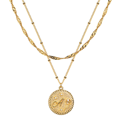 FETTERO原创双层叠戴字母项链女