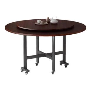 实木新型折叠桌便携式可移动户外圆形餐桌小户型客厅家用吃饭桌子