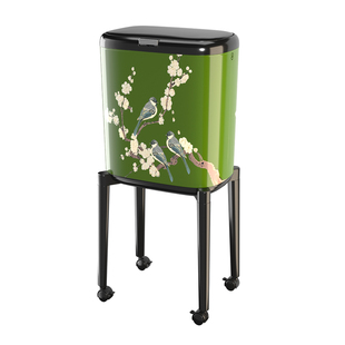 免弯腰垃圾桶带盖厨房新款中古风家用客厅轻奢高颜值ins风收纳桶