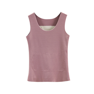 无痕蚕丝贴片德绒保暖背心女秋冬打底德荣加绒德容内衣男士马甲