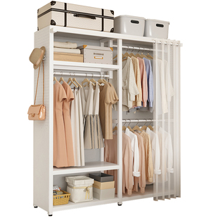 开放式全金属衣帽架卧室家用组合洞洞板挂衣架简易出租房收纳衣柜