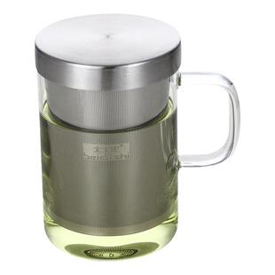 北大史玻璃茶杯带把不锈钢内胆滤茶耐热家用透明大号玻璃泡茶水杯