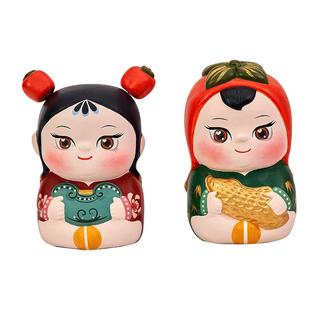 惠山泥人好柿成双非遗手工泥塑摆件家居饰品送生日礼物新年送朋友