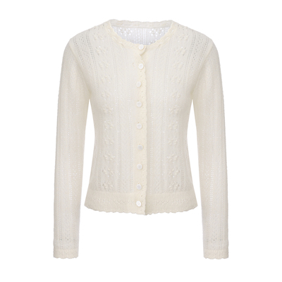 DUCHUNZI甜妹羊驼毛贝壳扣开衫