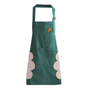 日式简约成人围裙女布料双层防水防油家用做饭工作服店员简约印字