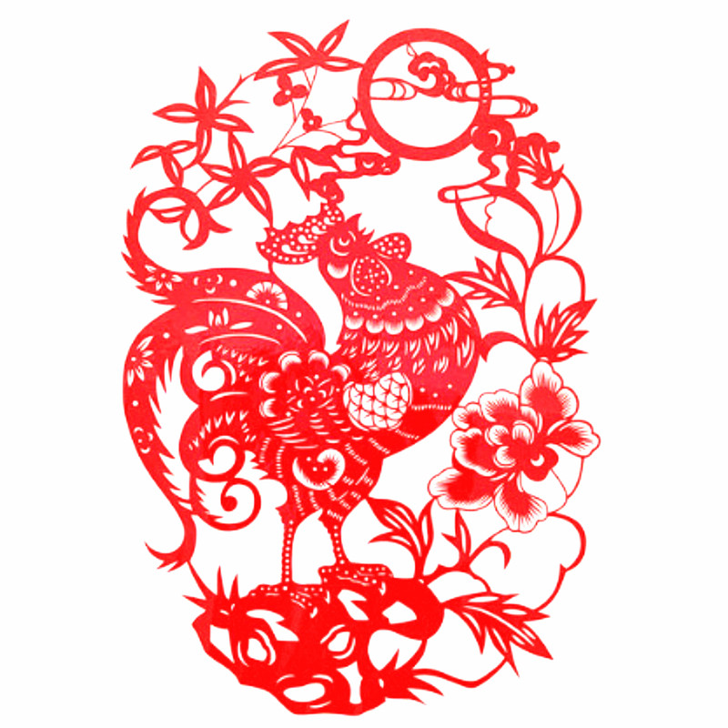 民俗喜庆剪纸 新款雄鸡报晓 新年礼品手工制作非物质文化遗产