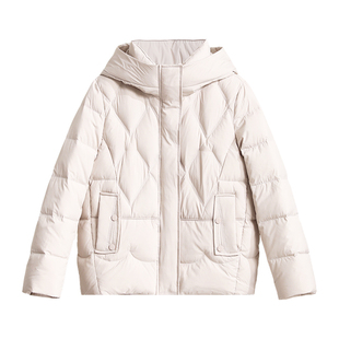 雪中飞中年妈妈羽绒服女短款轻薄连帽冬装4050岁中老年人冬季外套