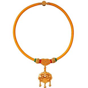 金锁编绳原创长命锁挂绳新生儿童满月百天周岁项圈平安锁宝宝项链