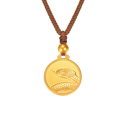 明牌珠宝古法黄金蛇年吊坠 十二生肖本命佛吉祥挂坠AFC0745